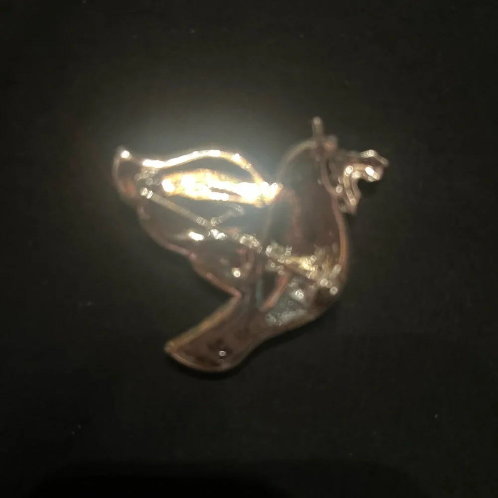 Liz Claiborne Beaded Dove Silver Tone Brooch